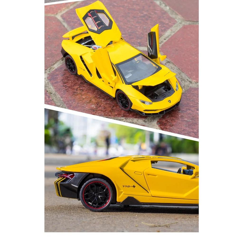 1/24 Lamborghini LP770-4 модель автомобиля из сплава, спортивная машина, звук, супер гоночный подъемный механизм, горячее колесо для детских подарков