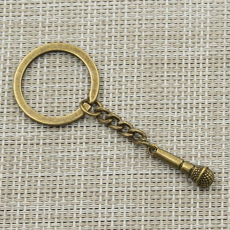 Новая мода для мужчин 30 мм брелок DIY металлический держатель цепи винтажный микрофон 25x7 мм античная бронза серебряный цвет кулон