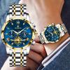 BANGWEI Mens Watches Classic Multifunctional Fltwheel Chronograph Original Quartz Wristwatch Moon Phase 24 Hour Waterproof Watch