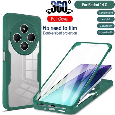 360 Защитные чехлы для всего тела для Xiaomi Redmi 14C 13C 5G 4G 10C 10A 10 Защитный чехол для экрана Redmi 14C 12C 12 9C 9A 9 Чехол