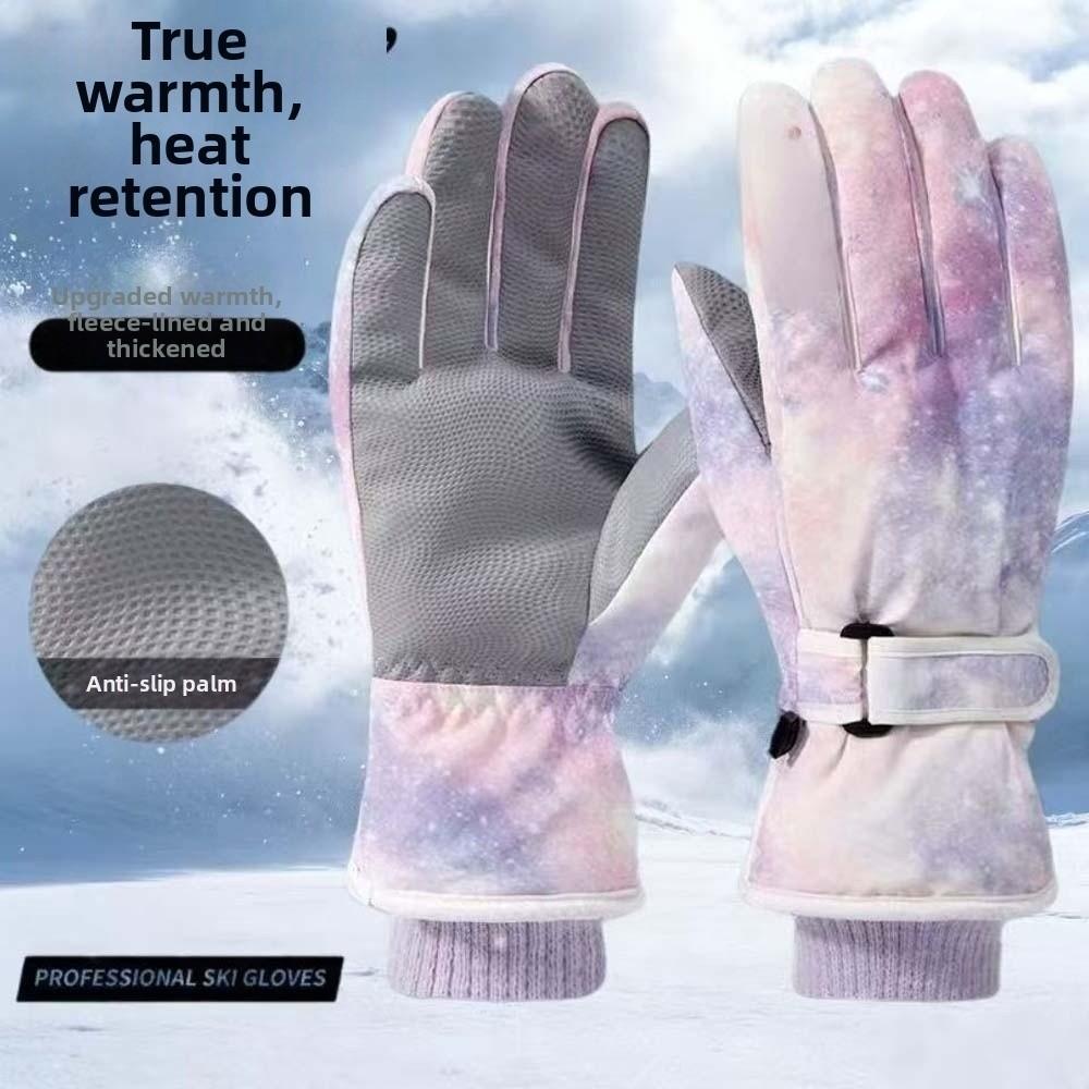 Thick Warm Tie Dye Gloves Fleece Lined Touchscreen Handwear Ski Mittens Snowboarding