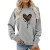 Women's Autumn and Winter Casual Loose and Comfortable Warm Leopard Print Heart-shaped Printed Round Neck Long Sleeved Pullover