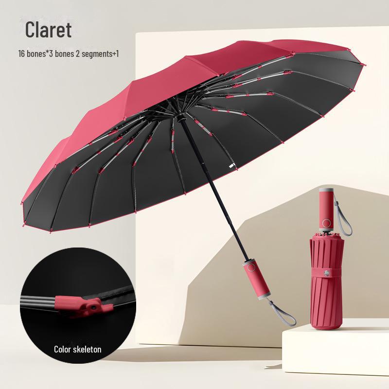 16-Rib Automatic Folding Morandi Color Umbrella with UV Protection
