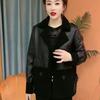 Warm Reversible Women Faux Leather Jacket Autumn Winter Thick Fleece Lined Fashion Bow Coat