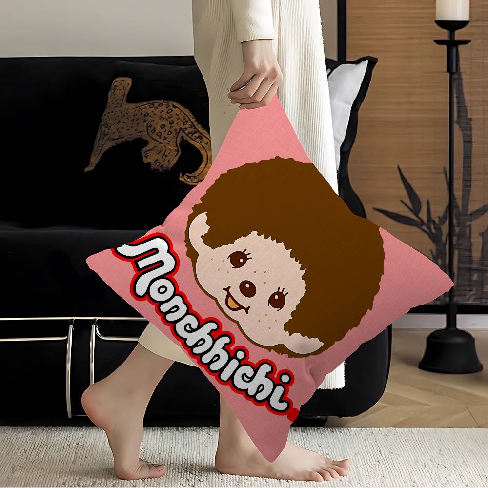 Popular Logo MMonchhichi Fashion Pillow Cover Sofa Cushion Cover Home Room Decoration Children Gift