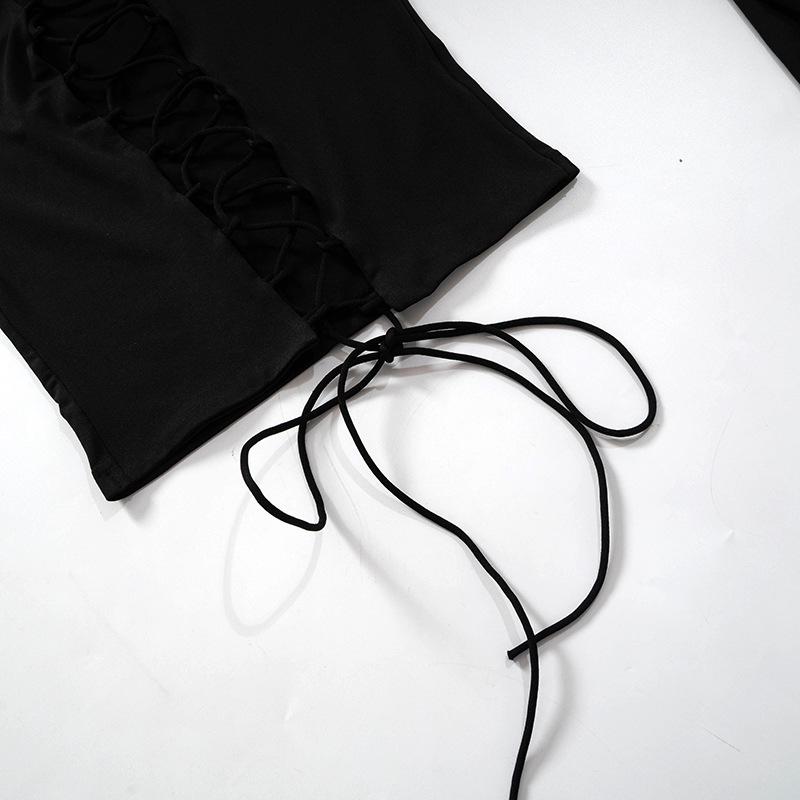 Y2K Sexy Street Spicy Girl с полым галстуком, облегающий короткий топ с футболкой с подкладкой