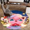 1pc Christmas Jigglypuff Pokémon Round Carpet - Anime Design, Holiday Gift, Office Chair Mat, Non-Slip Rug for Home Decor, Living Room
