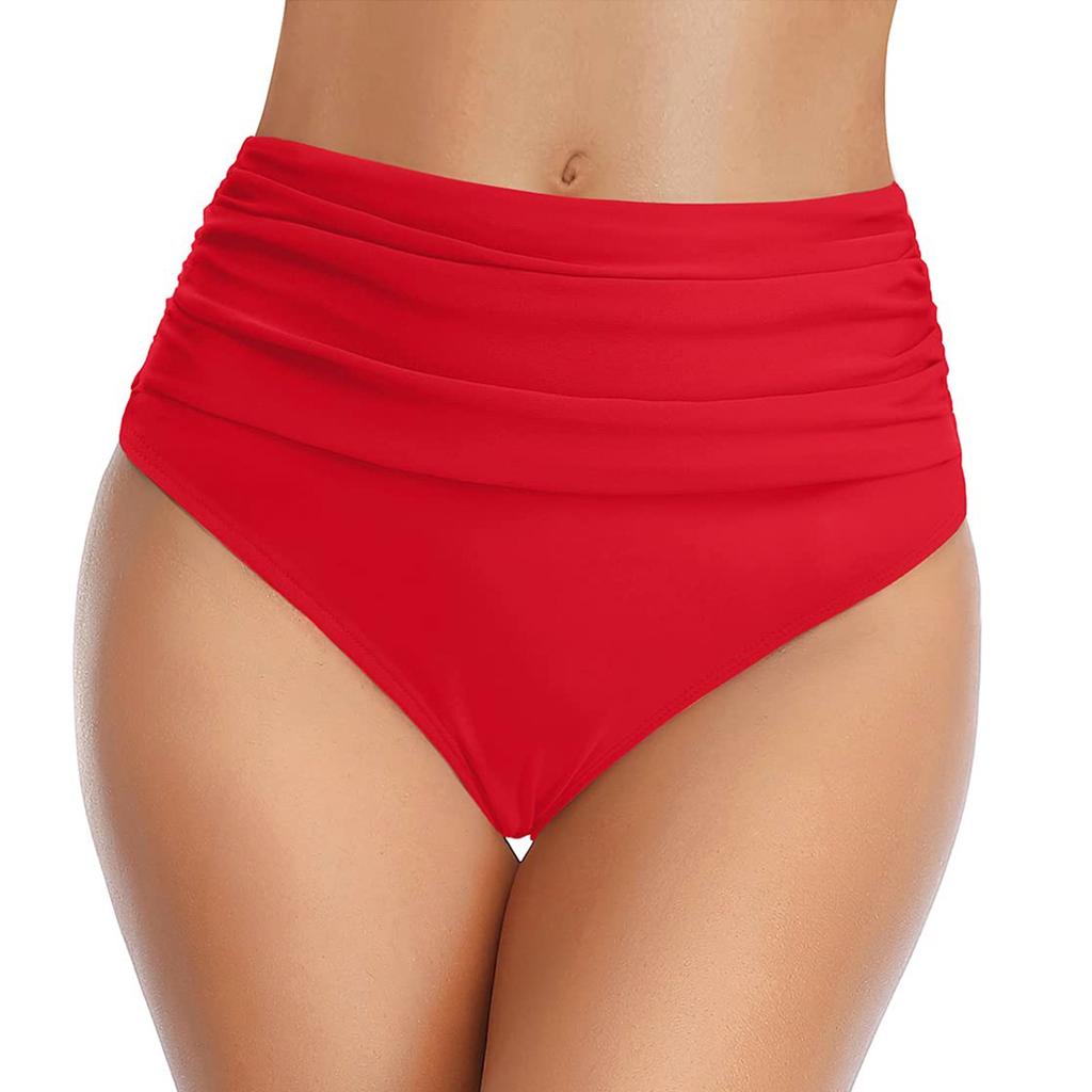 Women's Seamless Physiological High Waisted Elastic Pleated Swim Trunks