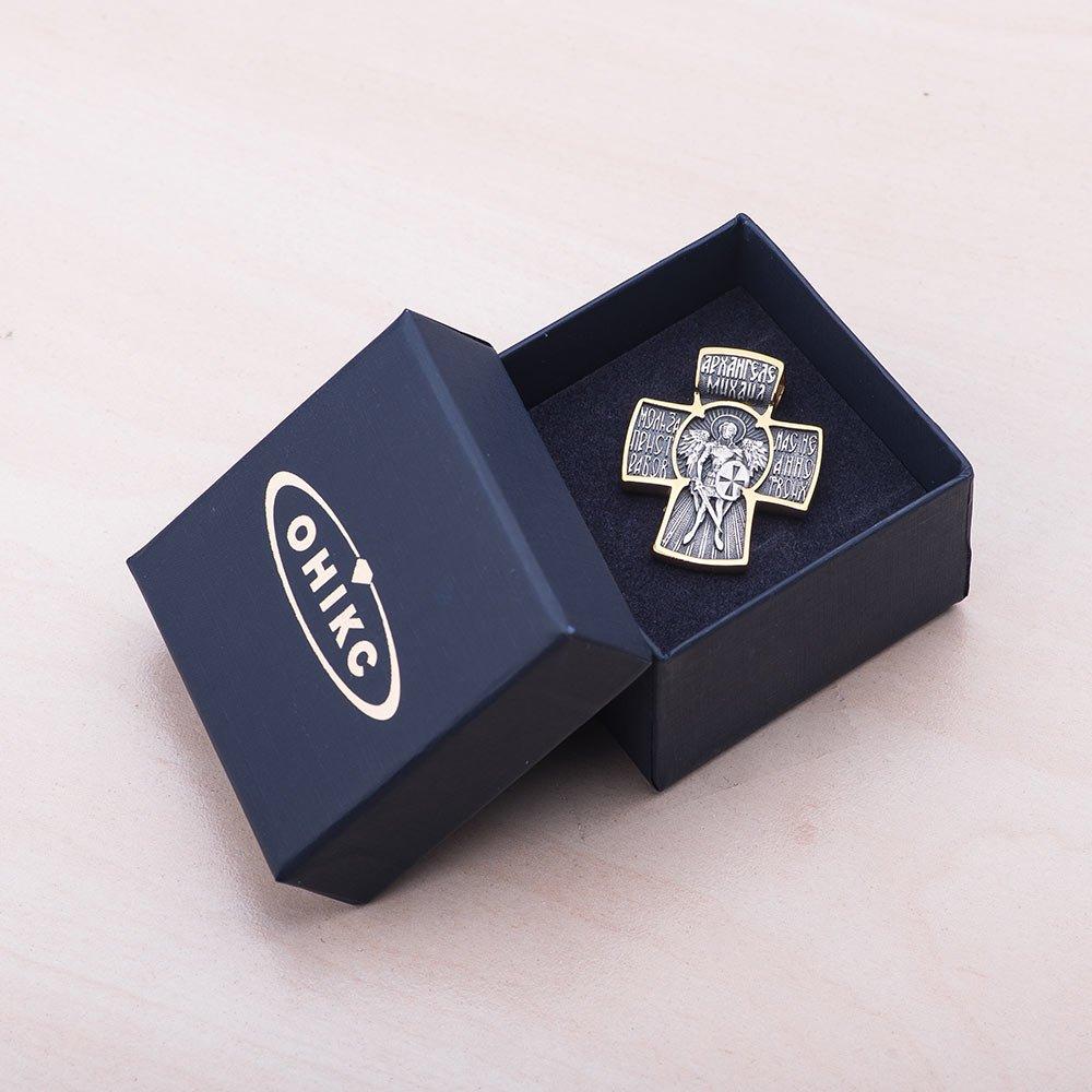 Серебряный крест Архангел Михаил Oniks