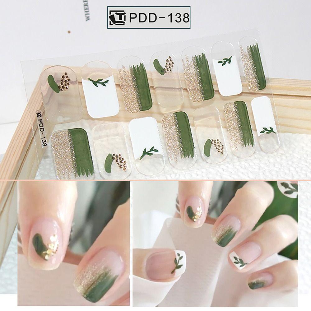 Semi Cured Nail Patch Floristic Nail Art Stickers INS Trendy Gel Nail Stickers DIY Nail Art Making