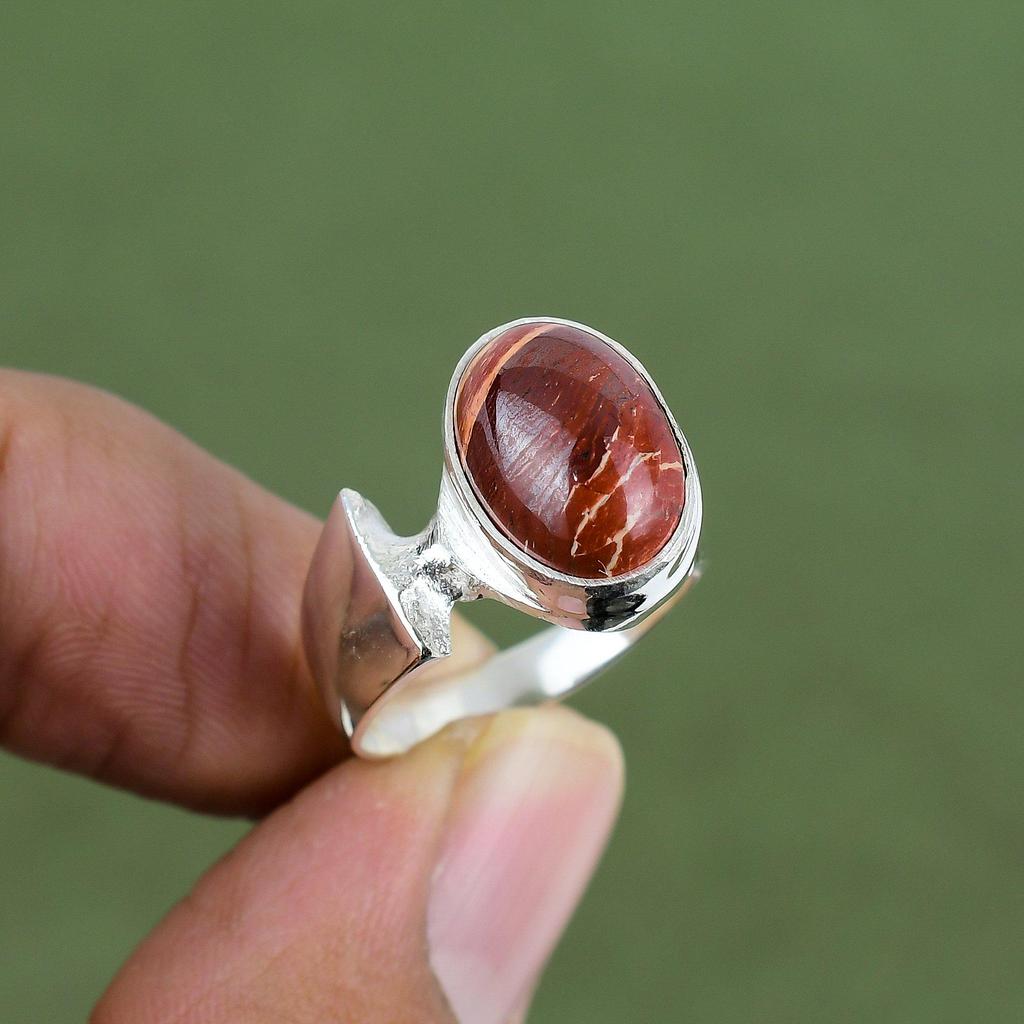 Red Snakeskin Jasper Ring 925 Sterling Silver Ring Wonderful Jewelry Gemstone Ring Handmade Silver Jewelry For Gifts Available In Ring Size