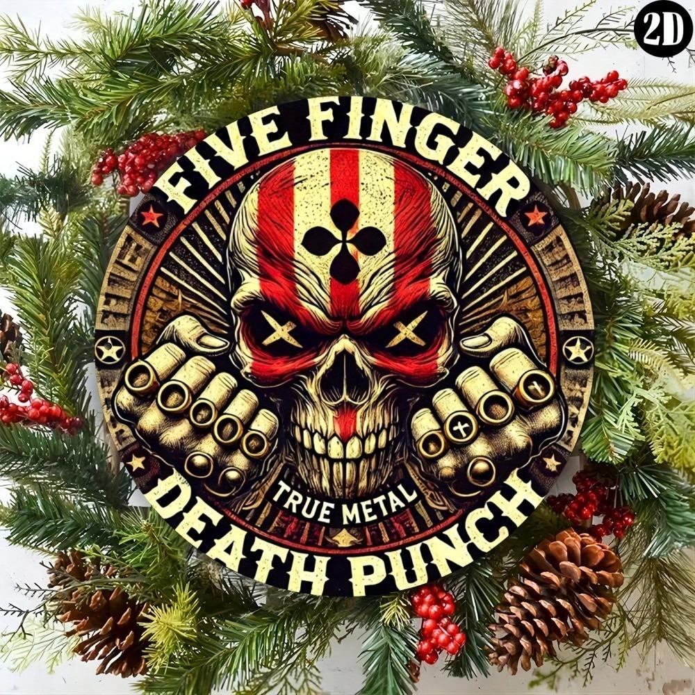 Винтажное Металлическое Настенное Искусство Five Finger Death Punch, Круглый Знак 8x8 Дюймов, Декор для Дома и Офиса, Подарок