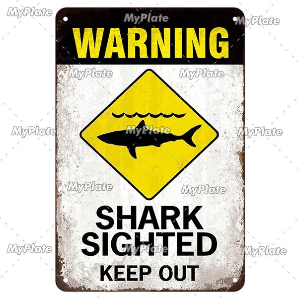 [MaPalte] Винтажный Предупреждающий Металлический Знак Акулы Жестяной Знак Украшение Табличка Домашний Настенный Декор Знак для Бара Домашний Декор Постер Дропшиппинг