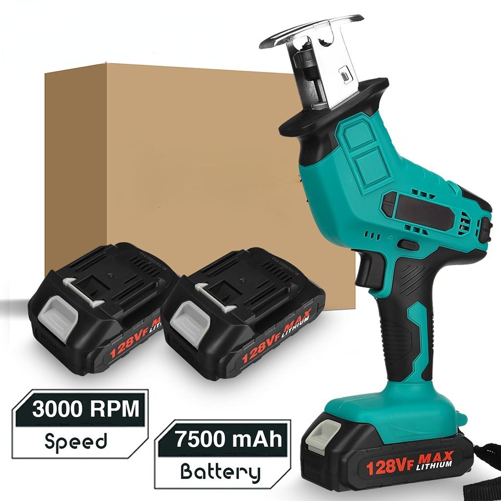 128VF 3000 RPM Cordless Electric Reciprocating Saw Li-ion Battery Saber Saw Variable Speed Metal Wood Cutter Power Tool