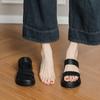 Thick-soled muffin wedge slippers summer wear French temperament fashion versatile one-word open-toe high-heeled beach shoes