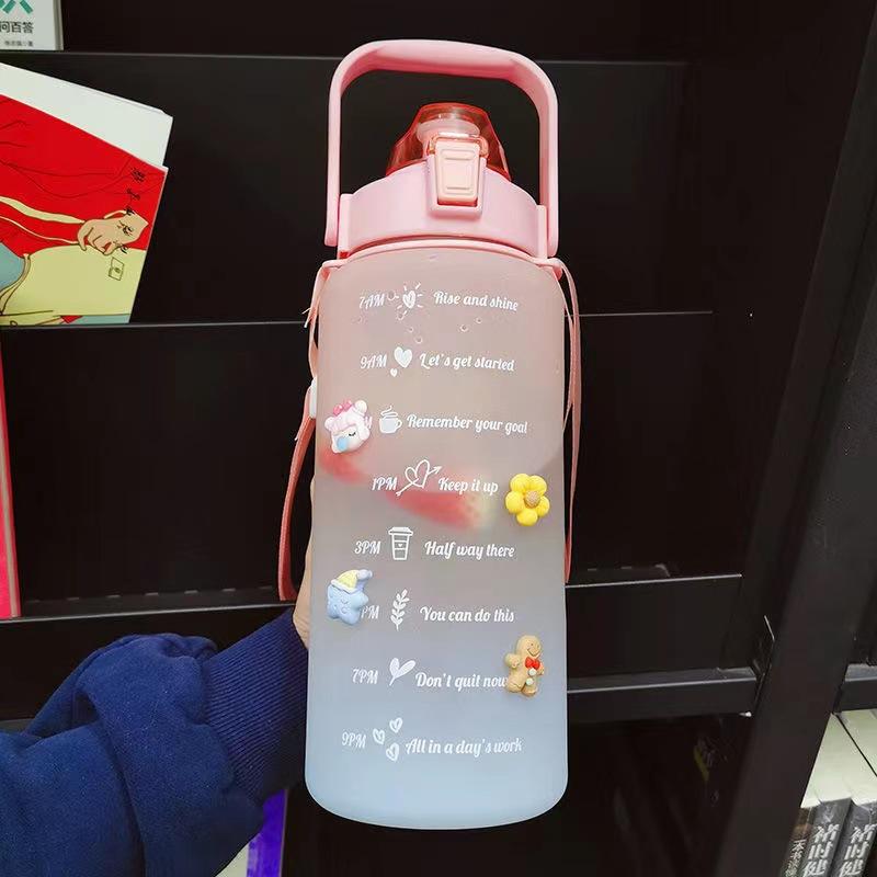 2 литра соломенная пластиковая бутылка для воды, большая портативная дорожная бутылка, спортивная чашка для фитнеса, большая ценность, большая чашка для жира, универсальная для взрослых