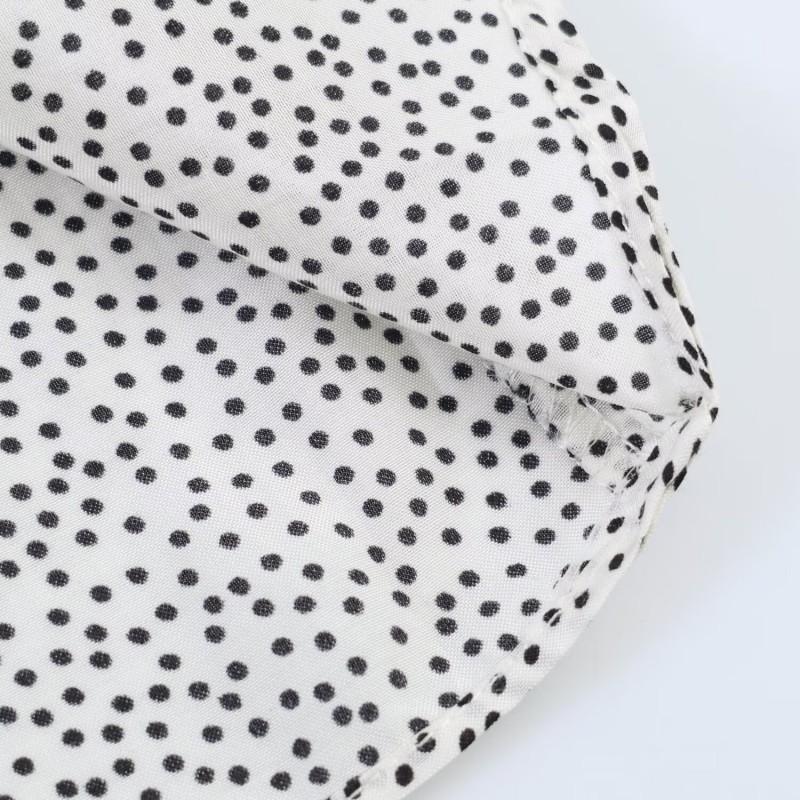 2026 Womens Polka Dot Bow Shirt Long Sleeve Loose Fit Casual Top