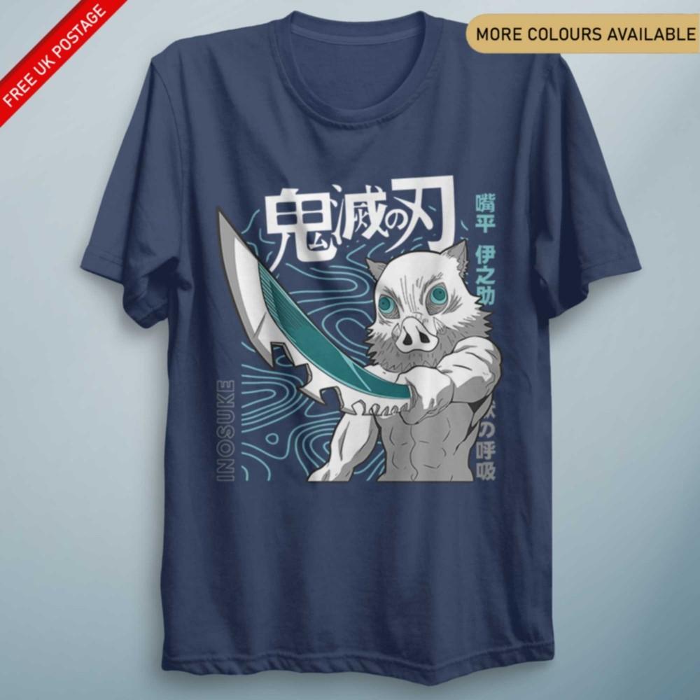 Demon Shirt Anime Inosuke Sword Anime Gift Boar Head T Shirt Funny Merch Tee