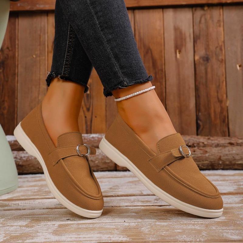 Женские туфли-слипоны на низкой подошве большого размера, ретро, плоские, весенне-осенние, новые, с металлической пряжкой