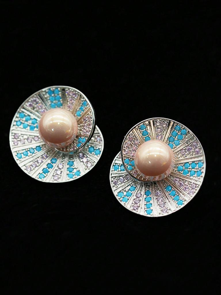 1 шт. Прибрежное очарование: Серьги с ракушками - Идеально для Дня матери, пляжных приключений с друзьями - Очаровательный розовый искусственный жемчуг и розово-голубые акценты! КТЖ