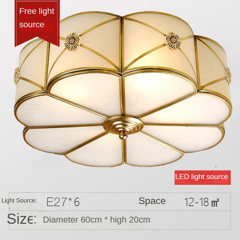 Все медные потолочные светильники для спальни, светильники для кабинета, простые современные круглые светильники для главной спальни, комнатные светильники