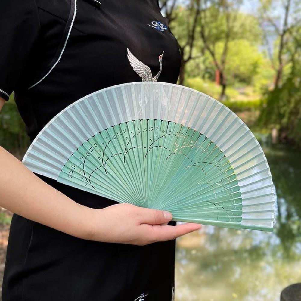 Retro Design Chinese Style Silk Fan Decoration Classical Fan Handheld Shell Fan Summer Season
