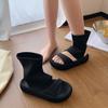 Ботинки на толстой подошве, с высокой платформой и тонкой эластичной голенью, летние новые универсальные ботинки с открытым носком