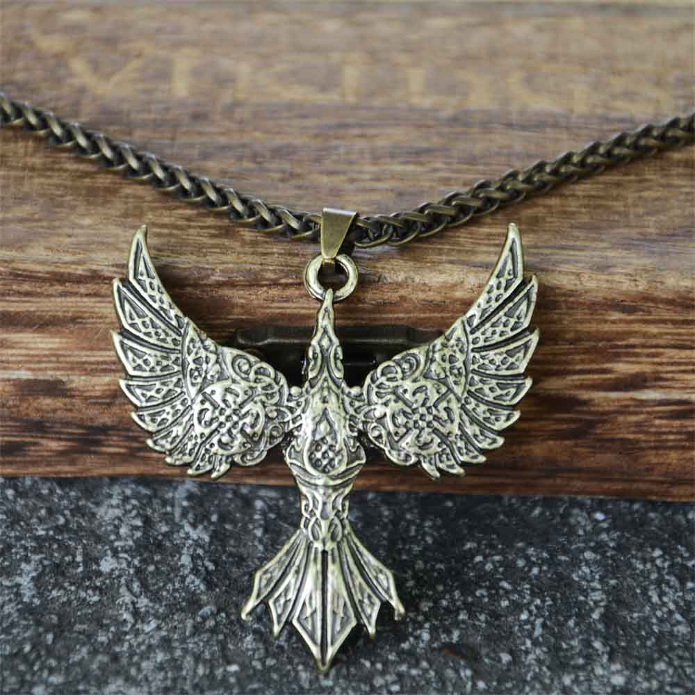 Ностальгия Винтаж Парящий Феникс Подвеска Норвежский Викинг Птица Амулет Панк Ожерелье Для Мужчин Женщин Ювелирные Изделия Подарки