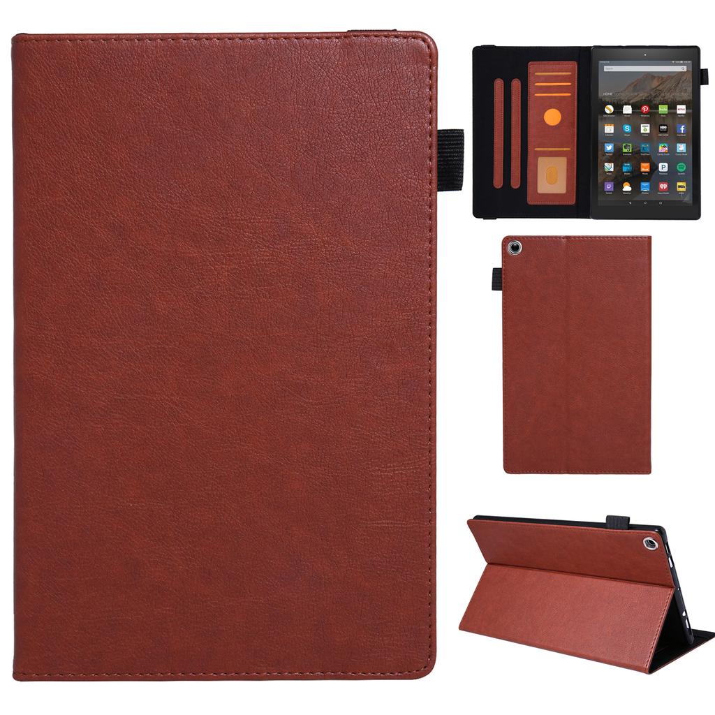 Для Amazon Fire HD 10 (2015)/(2019)/(2017) Чехол-книжка из кожи для планшета с отделениями для карт, противоударный