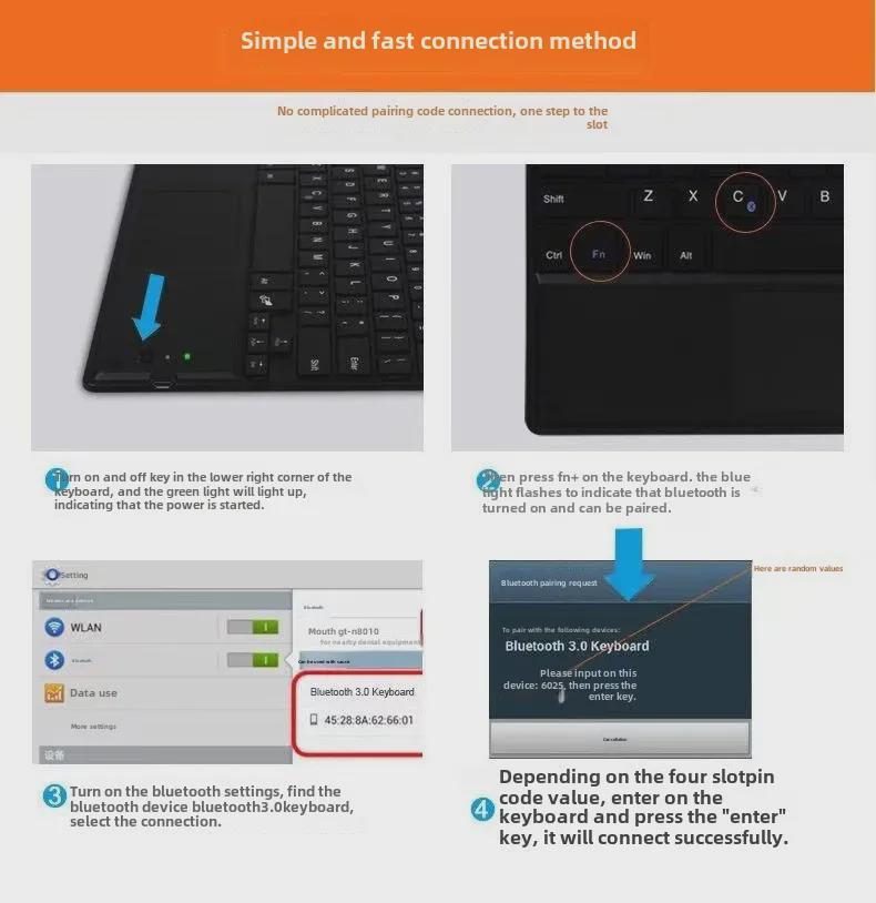 Чехол-клавиатура HONOR Pad X8A: Совместимость с V6/V7/V8/V9/X8/Z6/Z7/MagicPad, Bluetooth, защитный чехол