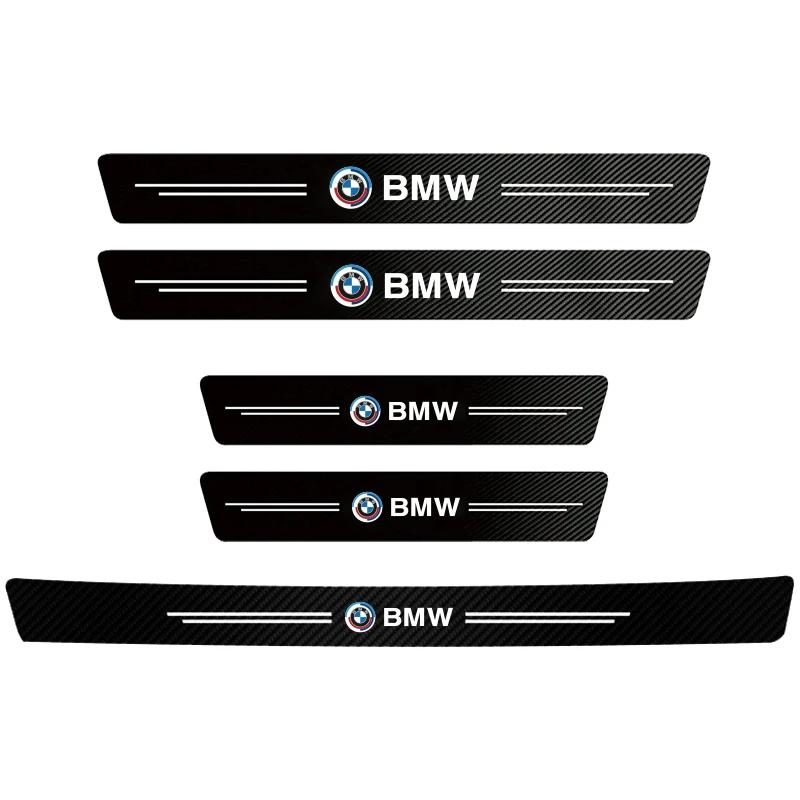 1/4/5Pcs Leather Car Door Sill Protector Carbon Fiber Sill Strip For BMW 50th G07 G06 G02 G01 F48 F39 G42 G26 F01 F02 GT E48 i3 pdcr06