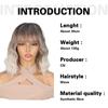 MISS WIG Synthetic Wavy Wig With Bangs Soft Short Bob Wigs For Women Shoulder Length Women's Curly Wigs Cosplay Daily