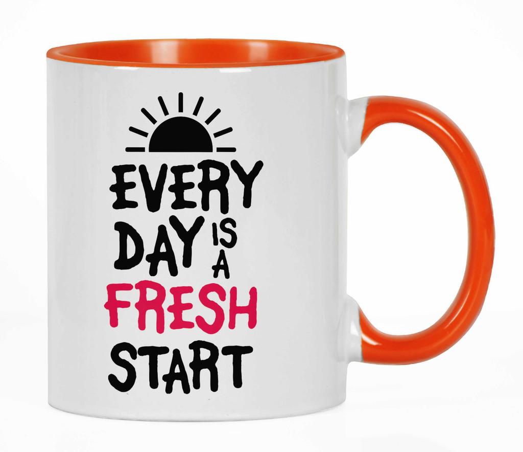 Inkdotpot Каждый день — это новый старт. Керамическая кружка для кофе на 11 унций. Позитивные вдохновляющие цитаты. Забавная новинка. Сотрудник, начальник, коллеги.