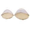 2Pcs Food Serving Tent Basket Fly Skeeter Insect Resistant Bamboo Basket With Dish Mesh Cover Round
