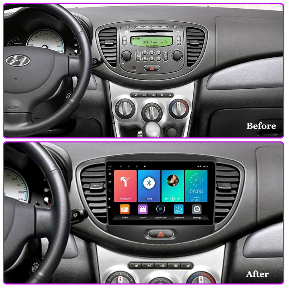 Беспроводная автомобильная магнитола на базе Android Carplay для Hyundai Grand I10 2008-2012, мультимедийный видеоплеер, GPS-навигация, WIFI, 4 + 64 ГБ