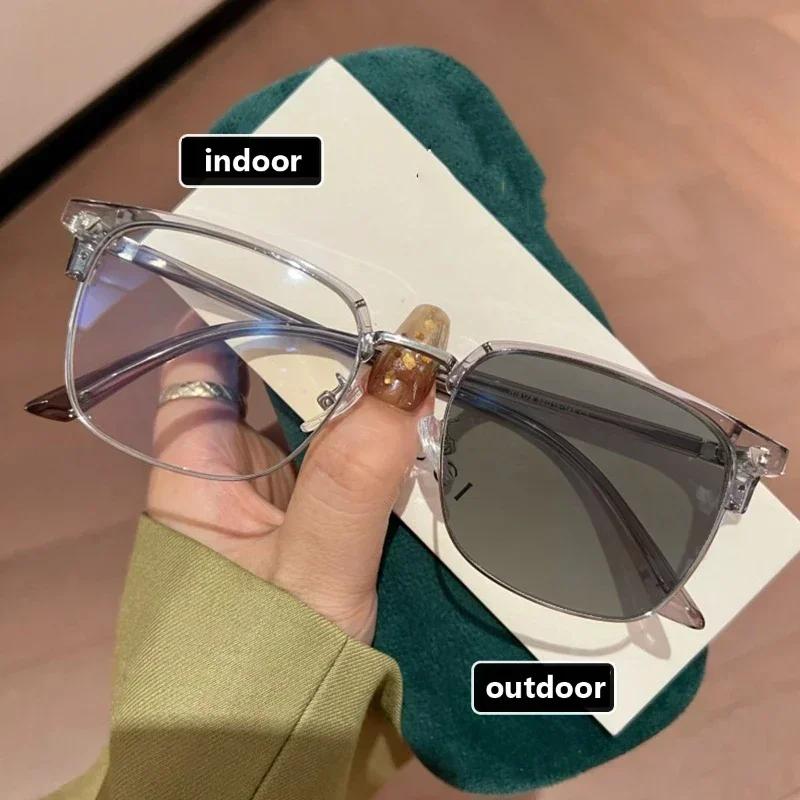 Unisex Anti-Uv Photochromic Myopia Glasses Blue Light Blocking Near Sight Eyeglasses Luxury Square Frame Sunglasses For Women