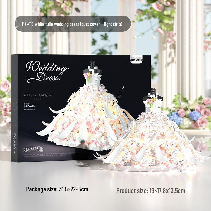 Совместимая Lego Белое Свадебное Платье Микро Алмазный Строительный Блок Фигурка Игрушка - Подарок для Девочек.