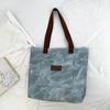 Large Capacity Canvas Tote Bag For Women With Stylish Streetwear Design In Gray Brown And Blue