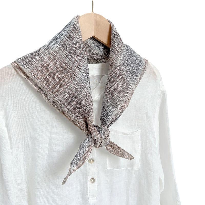 Spring And Summer 100% Linen Thin Neck Scarves Square Scarf Neckerchief Shawls For Ladies