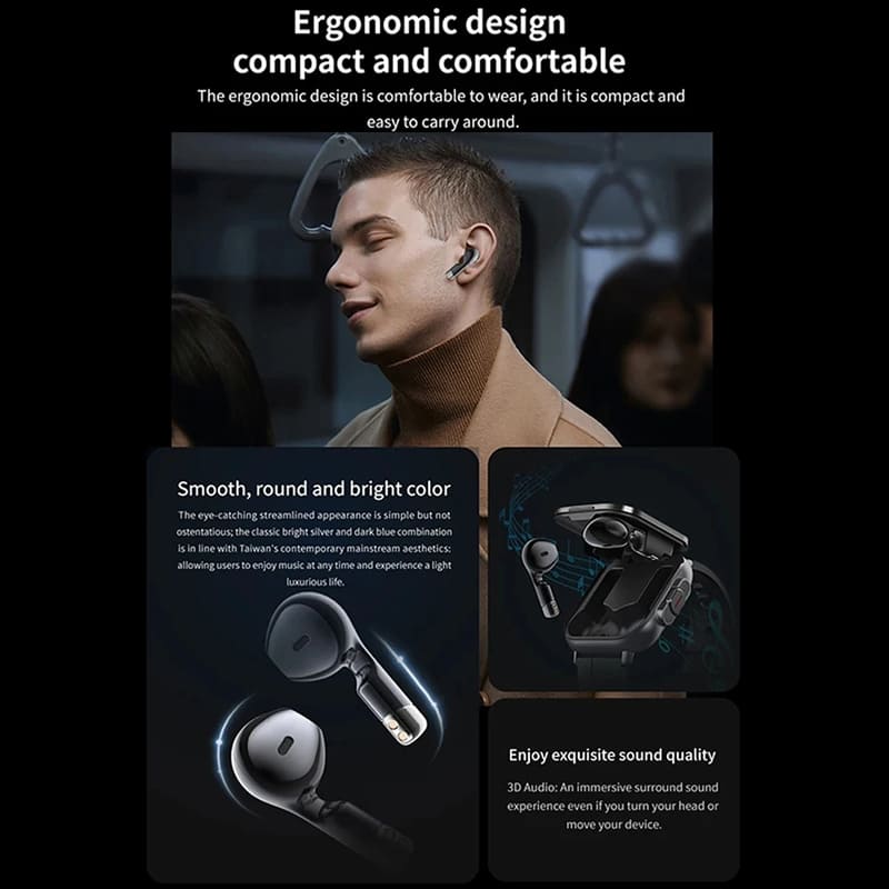 TWS 2 In 1 Smart Sports Watch Wireless Bluetooth Headset Calling Health Monitor Fitness Record Watches With Headset for Men Women