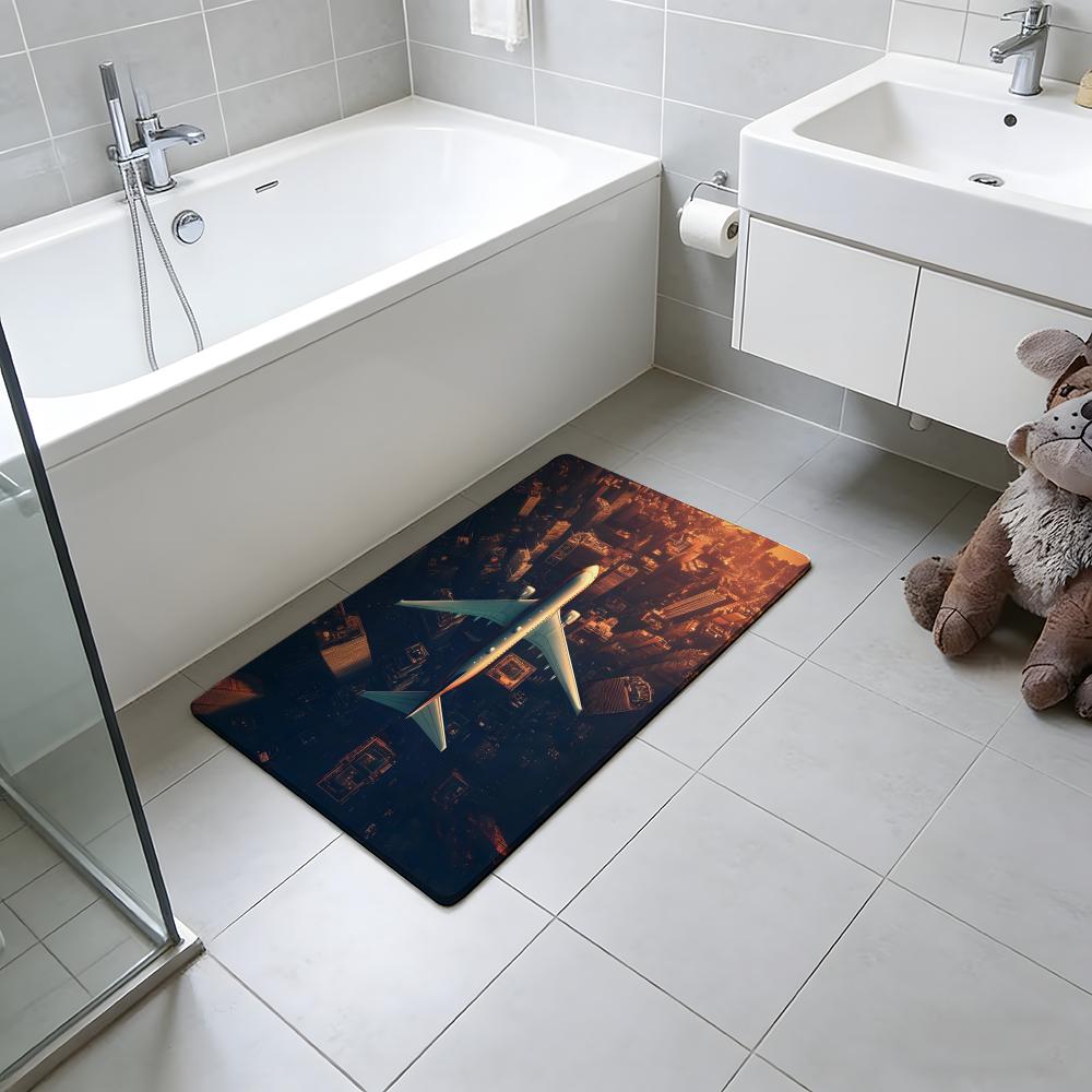 fashion P-plane Floor Mat Absorbent Floor Mat Non-Slip Entrance Rug for Bathrooms Restrooms and Toilets