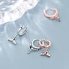 925 Sterling Silver Mermaid Tail Zircon Hoop Earrings Rose Gold Earring Jewelry For Women Gifts S-E1107
