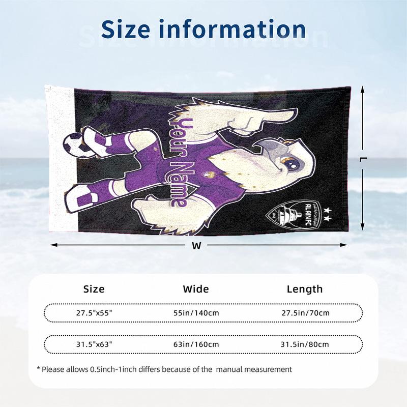 Al Ain FC Custom Name Beach towels also serve as bath towels summer essential a musthave for the outdoors the beach and the pool