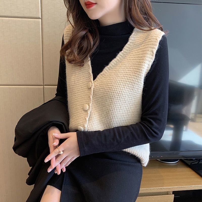 Women's Autumn and Winter Vest Ladies' Woolen Small Vest Layering Sweater Outer Wear Knitted Vest for Women Winter Outer Wear