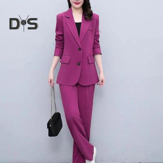 2 шт./компл., женское пальто, брюки, костюм, формальный деловой стиль, кардиган с отворотом и пуговицами, с длинным рукавом, прямая, широкая, плюс размер, куртка для поездок на работу, брюки