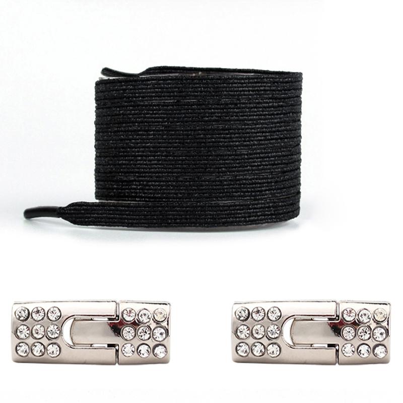 Colorful Diamond Buckle Elastic No-Tie Shoelaces Pearl Detailing Sneaker Shoelaces for Kids & Adults Easy Slip-On Shoe Laces