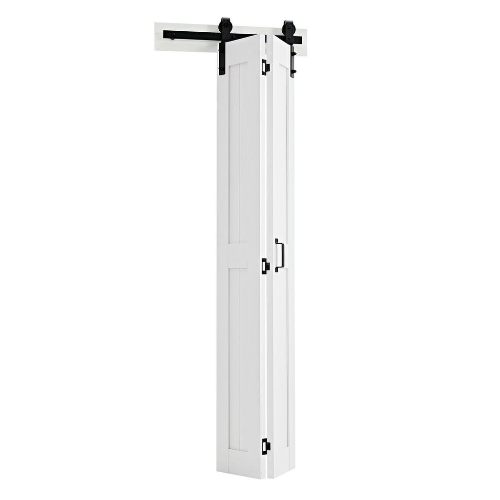 Bifold Barn Door, 609 x 2134 mm, MDF Bi-Fold Sliding Closet Doors, Hardware Kit Included, H-Frame Space-Saving Design, Need to Assemble, for Bedroom,