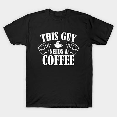 Мужская черная футболка с принтом, очень большая футболка this-guy-needs-a-coffee, хлопковая футболка с принтом на бумаге для переноса без разрезов