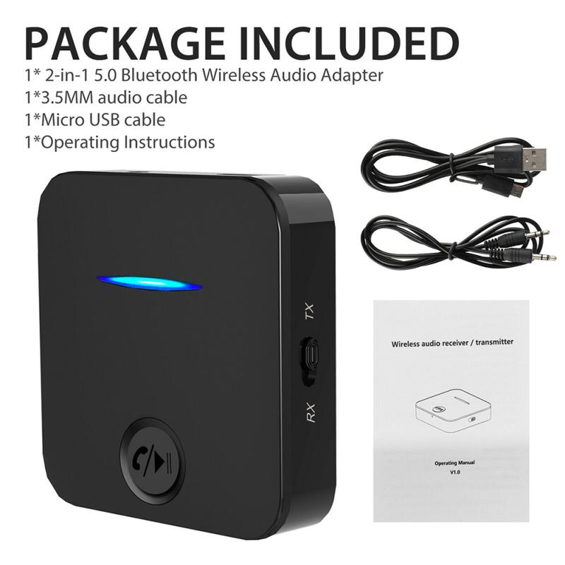 2-в-1 Bluetooth-совместимый 5.0-приемник-передатчик ТВ Домашняя стереосистема A2dp 3,5 мм Aux Audio Wireless