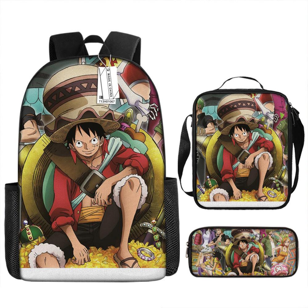 Рюкзак One Piece Школьный рюкзак для студентов Рюкзак Луффи Сумка-портфель Пенал